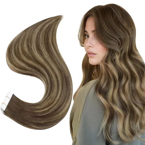 Miniatura 51 de Full Shine Invisi Edge - Extensiones de cabello con cinta adhesiva invisible de 36 cm, color 1 negro, máquina Remy, extensiones de cabello humano