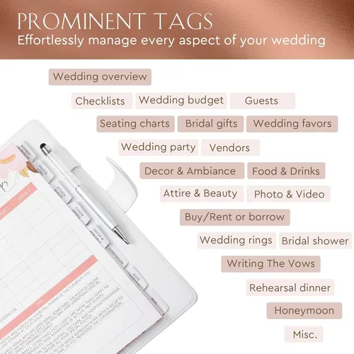 Miniatura 3 de AW BRIDAL Future Mrs Libro Planificador de Bodas y Organizador Juego de Regalo, Planificadores de Boda de Destino Personalizados, Regalo de Oro rosa
