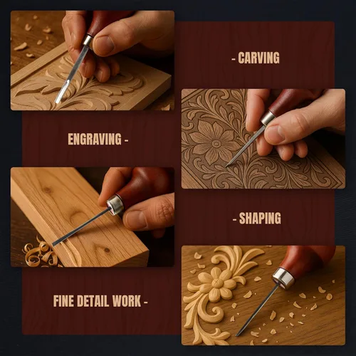 Miniatura 4 de UJ Ramelson - Juego de herramientas de tallado de madera para carpintería, detalles finos en miniatura, fabricación de sellos, grabado de azulejos