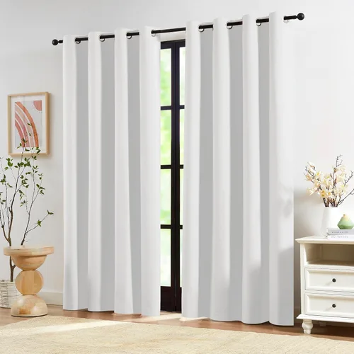Miniatura 10 de Jubilantex Cortinas opacas plisadas negras de 63 pulgadas, cortinas de lino sintético para dormitorio, sala de estar, casa rural, juego de cortinas