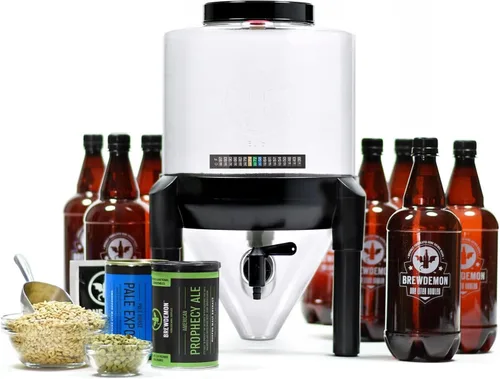 Kit de fabricación de cerveza premium con botellas, no requiere AIRLOCK ni sifón, fermentador cónico elimina los sedimentos y hace una cerveza de