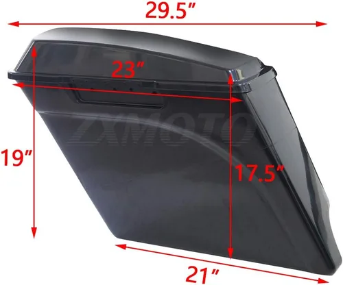 Miniatura 2 de Alforjas rígidas extendidas de 5 pulgadas con tapas para modelos Harley Touring 1993-2013 sin pintar, negro