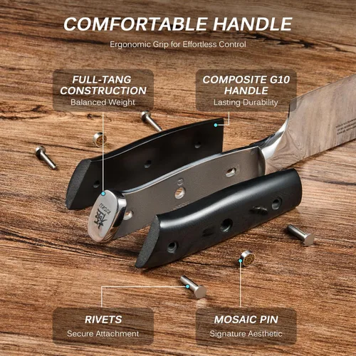 Miniatura 5 de KYOKU Cuchillo Nakiri de 7 pulgadas, serie Shogun, estilo japonés VG10, núcleo de acero, hoja de damasco, con funda y estuche