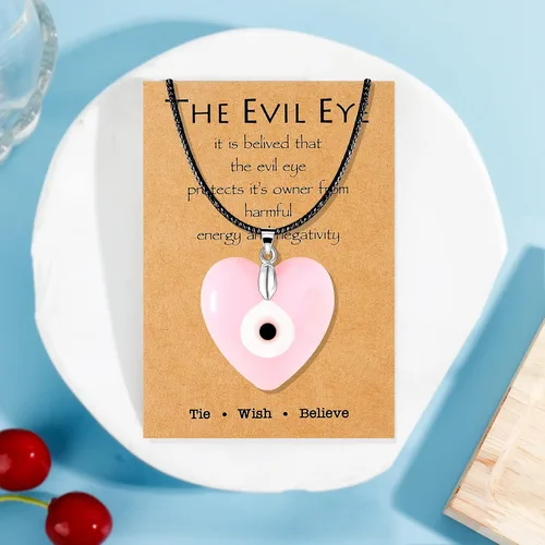 Miniatura 3 de Long tiantian - Collar de ojo turco de vidrio para el mal de ojo, con cuerda de cuero para mujeres y hombres, protege la suerte, color azul