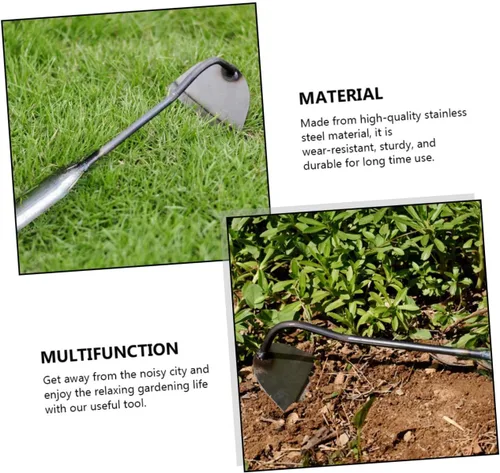 Miniatura 4 de GANAZONO 2 piezas de azada de deshierbe de acero, herramienta de jardín, azada holandesa para plantar mini rastrillo duradero cómodo para el hogar