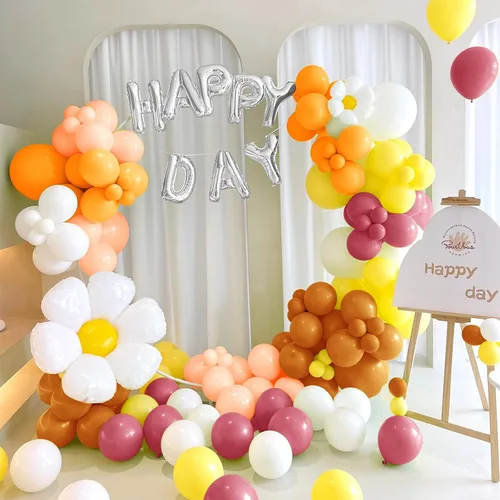 Miniatura 3 de Kit de arco de guirnalda de globos de margaritas de 166 piezas, globos pastel macarrón, arco pastel de primavera para fiesta temática de margaritas