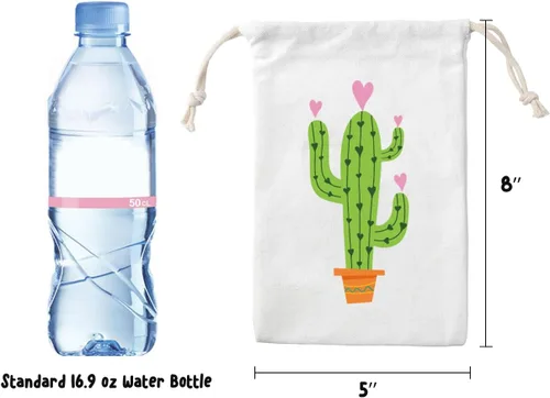 Miniatura 6 de Kreatwow Bolsas de regalo de fiesta de cactus con cordón para fiesta de cumpleaños, baby shower, despedida de soltera, boda, paquete de 12