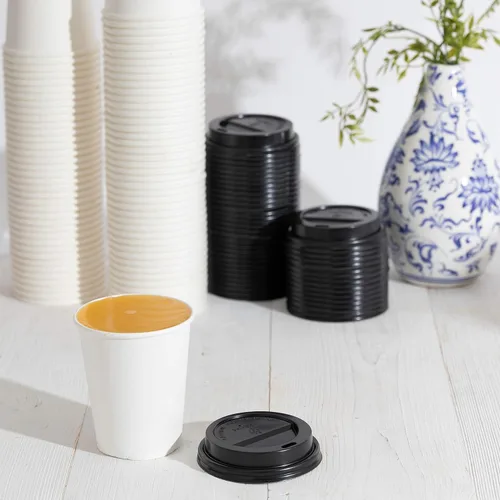 Miniatura 4 de ELEGANT DISPOSABLES [Paquete de 200 tapas] Tapas para tazas calientes de papel de 8 onzas, taza de café para bebidas frías o calientes, té, café