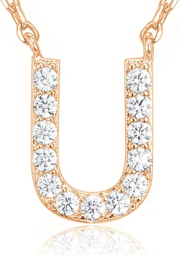 Miniatura 143 de PAVOI 14K White Gold Plated Cubic Zirconia Initial Necklace Letter Dainty Necklaces for Women