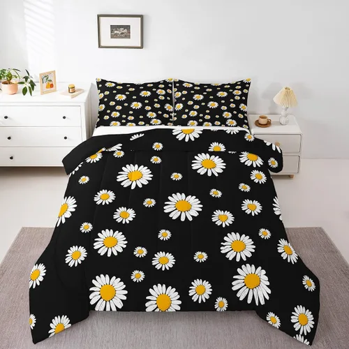 Miniatura 16 de Juego de edredón de nido de abeja, juego de ropa de cama geométrico verde y rojo, tamaño individual, juego de edredón reversible negro con colmena