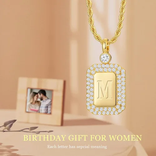Miniatura 2 de Collar con inicial de oro para el día de San Valentín para mujer, collar con letra para ella, regalo de cumpleaños para amigos, collar con dije