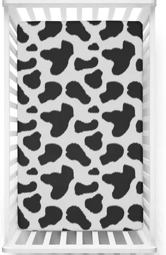 Miniatura 20 de Sábanas bajeras ajustables con temática de vaca, sábanas portátiles para minicuna de material ultra suave, sábana para colchón de cuna o sábana