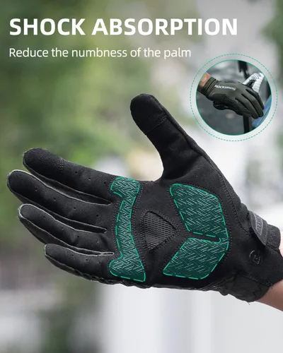 Miniatura 4 de ROCKBROS Guantes de ciclismo Guantes antideslizantes de dedo completo para ciclismo de carretera MTB para montar, correr, senderismo, deportes al