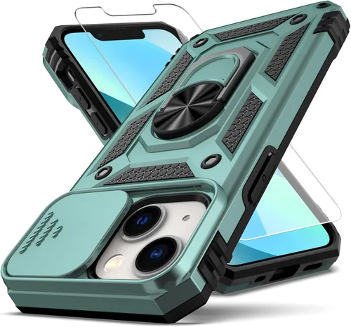 Miniatura 10 de Funda para iPhone 12 Mini, con protector de pantalla HD para cámara deslizante, [protección de cámara] [soporte giratorio magnético] funda Azul
