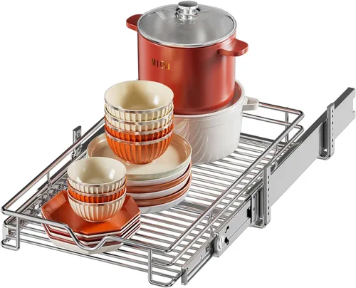 Miniatura 11 de DINDON Organizador de gabinete extraíble (11 pulgadas de ancho x 18 pulgadas de profundidad), cajones extraíbles para armarios de cocina, estantes