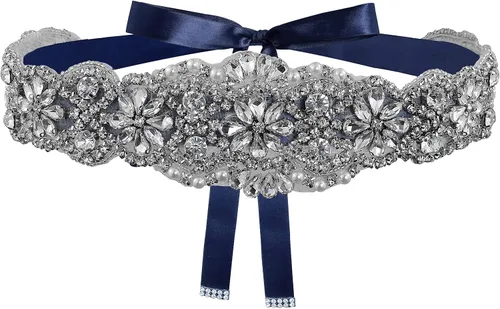 Miniatura 7 de Lovful Cinturón trenzado de cristal nupcial del marco del vestido de novia del Rhinestone