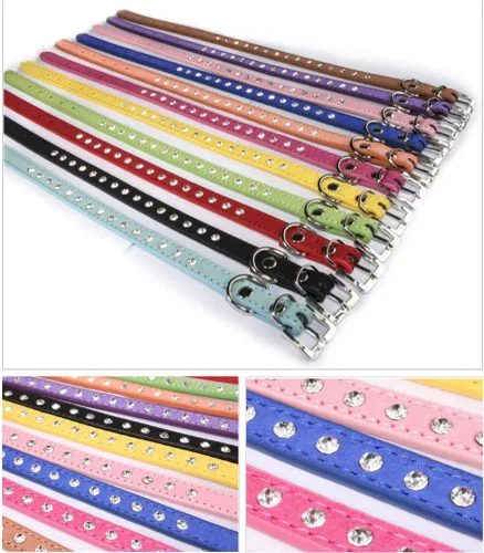 Miniatura 7 de Collares de perro con rines rosa para perros medianos, bonitos collares de cachorro de diamante con cristales brillantes y pedrería para perritas