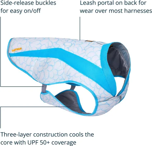 Miniatura 3 de Ruffwear, Swamp Cooler - Chaleco para perro, enfriamiento evaporativo para climas cálidos, compatible con la mayoría de arneses, azul biolumina