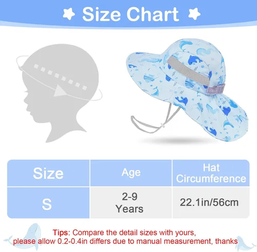 Miniatura 51 de Sombrero de sol para niños, protección UV, unicornio, verano, playa, jugar con ala ancha, solapa para el cuello para niñas y niños