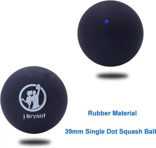 Miniatura 5 de J Bryant Squash Balls - Paquete de 4 bolas de goma de punto azul para principiantes y niños