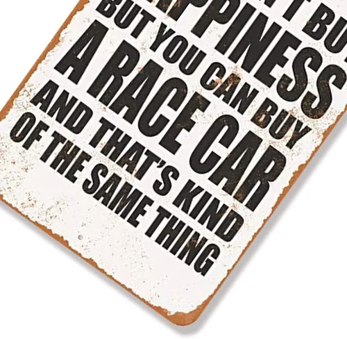 Miniatura 5 de Letrero de metal de aluminio de 8 x 12 pulgadas - You Can't Buy Happiness But You Can Buy a Race Car - Aspecto vintage