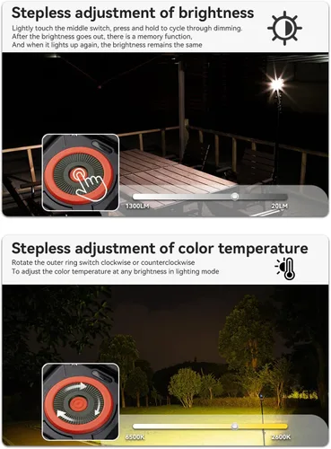 Miniatura 2 de SUNREI Luz de Trabajo Magnética LED de 1300LM con Atenuación Sin Escalones, Linterna Mecánica COB de 7800mAh, Reflector Recargable IPX65 con Gancho