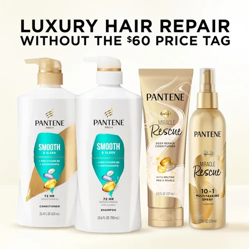Miniatura 7 de Pantene Juego de champú y acondicionador, suave y liso, control del encrespamiento con antioxidantes, nutritivo para todo tipo de cabello, rizado