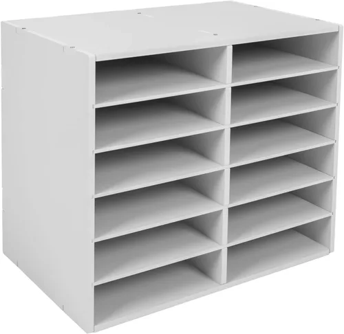 Miniatura 10 de Organizador de literatura, moderno organizador de literatura de escritorio de PVC, 12 ranuras, organizador de buzón de literatura rectangular