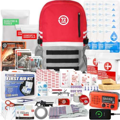 Miniatura 8 de 72 HRS Kit de supervivencia de emergencia de lujo, kit de supervivencia de 72 horas para terremotos, huracanes, tsunamis, invierno, apagón, incluye