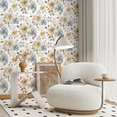 Miniatura 7 de Papel tapiz floral para despegar y pegar, papel de contacto bohemio de 17.3 x 197 pulgadas, papel de contacto bohemio grande para dormitorio, flores