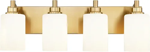 Miniatura 25 de Lámparas de baño, lámpara de tocador moderna de 4 luces con pantalla en forma de copa de vino de vidrio transparente, accesorios de iluminación Negro