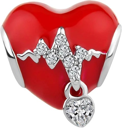 Miniatura 2 de CharmSStory Cuentas de abalorios para pulsera europea para siempre y siempre flecha a través de un corazón Cobre vidrio