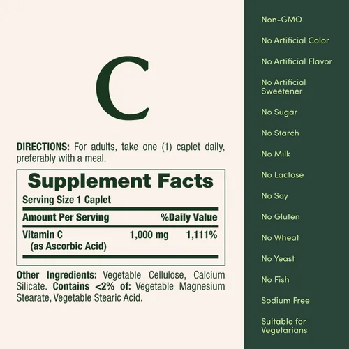 Miniatura 5 de Nature’s Bounty Vitamina C 1000mg, suplemento de apoyo inmune, poderoso antioxidante, 1 paquete, 100 cápsulas