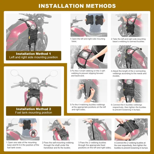 Miniatura 8 de Colgante de montaje auxiliar izquierdo y derecho para tanque de motocicleta, accesorios de motocicleta aumentan el espacio de almacenamiento