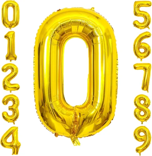 Miniatura 115 de SINBEE Globo dorado del número 10, papel de aluminio Mylar de 40 pulgadas, decoración de fiesta reutilizable para cumpleaños, aniversario, Oro
