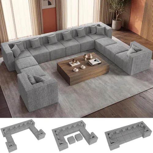 Miniatura 25 de MONVANE 55.5" Convertible Loveseat Sofa, 2-in-1 Boneless Sleeper Sofa Bed Futon Couch with Storage Pocket, Comfy Chenille Deep Seat Boneless Couch