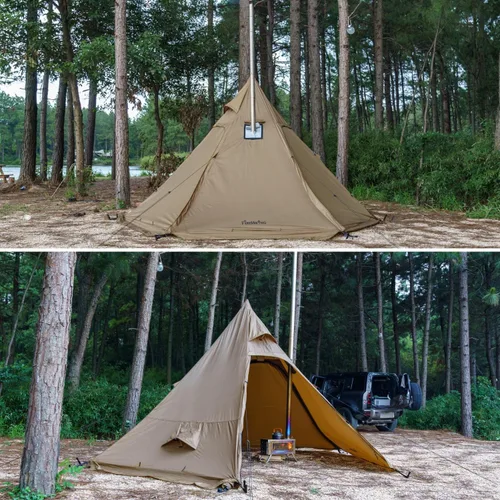 Miniatura 2 de FIREHIKING Tienda de campaña caliente para 2-4 personas Tipi con estufa Jack para mochileros Caza 11'6" x 6'11" with Stove Jack