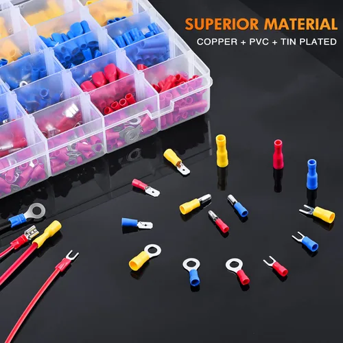 Miniatura 3 de Nilight Kit de 100 Conectores de Empalme No Aislados AWG 24-8 Conectores de Empalme de Crimpar Sin Aislamiento de Cobre Puro Recubierto de Estaño