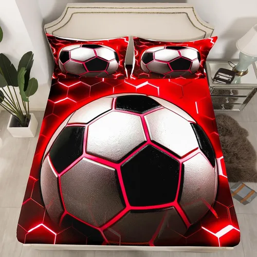 Miniatura 14 de Erosebridal Graffiti Rugby Ball Sheets for Boys Girls Colorful Rugby Helmet Fitted Sheet,Sports Kids Bedding Sets Football Game Bed Sets Twin 2 Piece