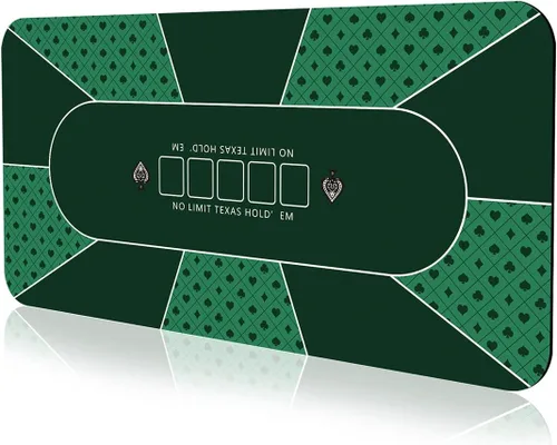 Miniatura 19 de Tapete de póquer de 94 x 47 pulgadas con bordes cosidos más fuertes, tapete de goma de póquer Texas Hold'em para 10 jugadores, cubierta de póquer