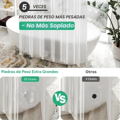 Miniatura 2 de AmazerBath - Cortina extralarga de plástico de acetato de vinilo polietileno (PEVA) para ducha, 72 x 84 pulgadas, transparente, de alta resistencia