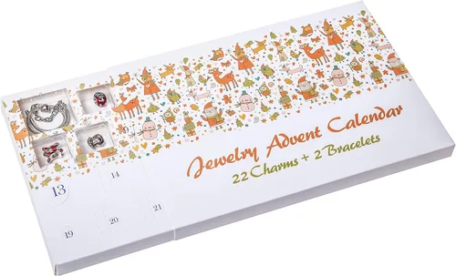 Miniatura 5 de Red Co. Calendario de Adviento de Navidad con 2 pulseras y 22 dijes únicos, juego de joyas – 24 regalos en total para hija, sobrina, nieta