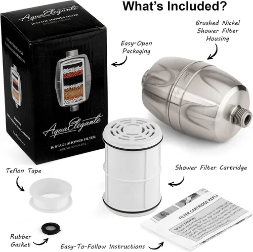 Miniatura 5 de Aqua Elegante Filtro de ducha de 16 etapas, filtros de agua universales para eliminar el cloro y los minerales duros, purificador de baño y el mejor