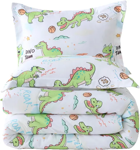 Miniatura 25 de Juego de colcha Yibeizi para avión para niños, tamaño individual, ropa de cama estampada en camuflaje verde para niños con funda de almohada, juego