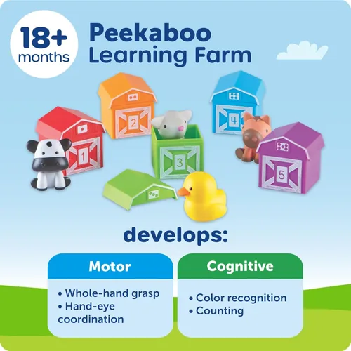 Miniatura 6 de Learning Resources Peekaboo Learning Farm - Animales de granja para niños pequeños, juegos educativos Montessori de motricidad fina, juguetes
