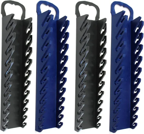 Kit de bandeja organizadora de 11 herramientas para llaves rechonchas o de línea (kit de 4 piezas, negro y azul)