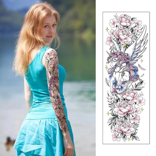 Miniatura 6 de Aresvns Lindo tatuaje temporal, lindo tatuaje falso para mujeres, tatuaje de manga Waterpoof temporal para barbacoa, piscina, fiesta en la playa