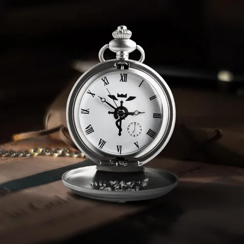Miniatura 2 de SIMAOTE Fullmetal Alchemist Pocket Watch Vintage Quartz Pocket Watch with Chain for Men Women Cosplay Accessories Anime Merch