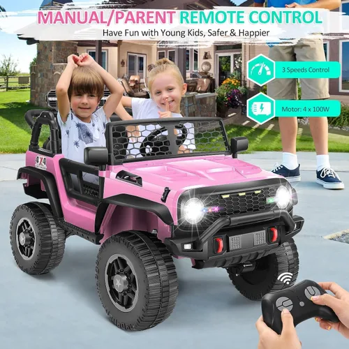 Miniatura 4 de Hikole Autos de paseo XL 4x4 de 2 asientos con control remoto, asiento de 20 pulgadas de ancho, 4WD/2WD intercambiable, 3 velocidades, suspensión