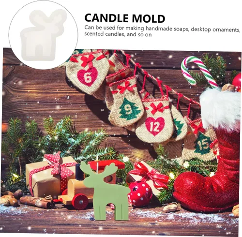 Miniatura 3 de TEHAUX Molde epoxi para velas de reno, suministros de fabricación de velas perfumadas, fáciles de desmoldar, para velas caseras de cera de abeja